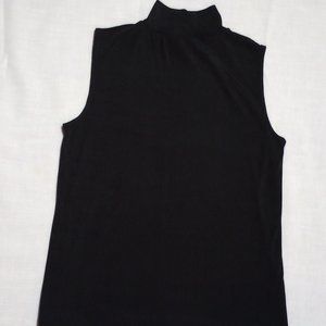 Susan Lawrence Vintage Petite Sleeveless High Neck Black Top Stretchy Fabric